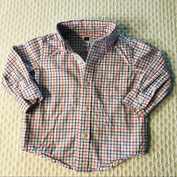 JANIE AND JACK - BOYS SZ 6-12MOS PLAID BUTTON DOWN - Picture 1 of 8